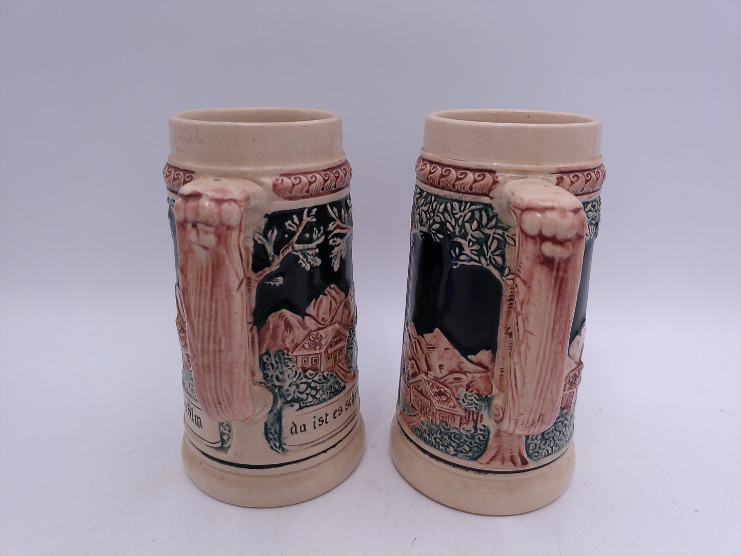 Beer Stein Vintage Set of 2 German Steins Vintage Hunters in the Mountains