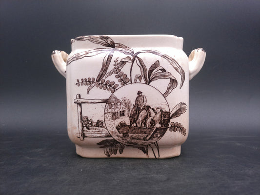 Sugar Bowl Pot with Windmill Design on it no Lid Antique Old