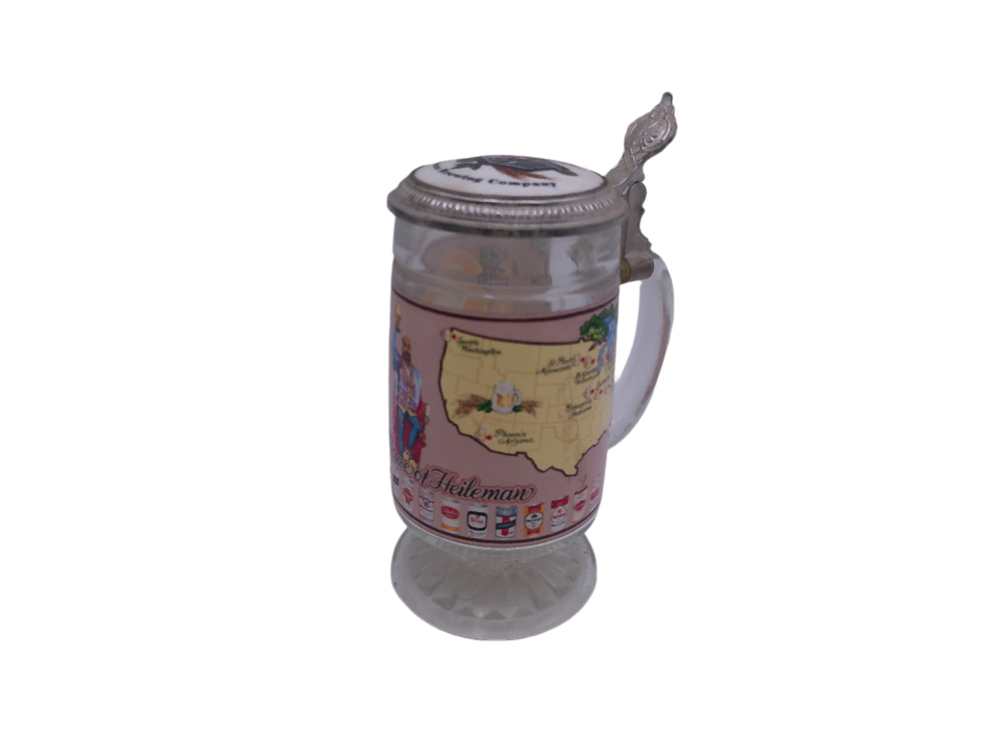 Beer Stein Glass Design With Metal Lid Helleman Brewing Company Vintage