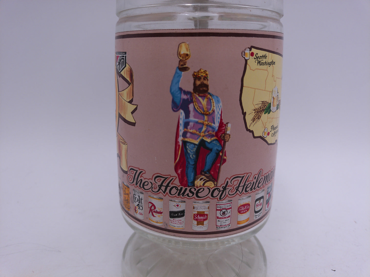 Beer Stein Glass Design With Metal Lid Helleman Brewing Company Vintage