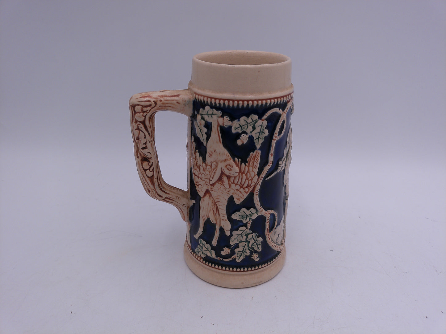 Beer Stein Made In Germany Greek God Cobalt Blue Multi Color Man & Woman