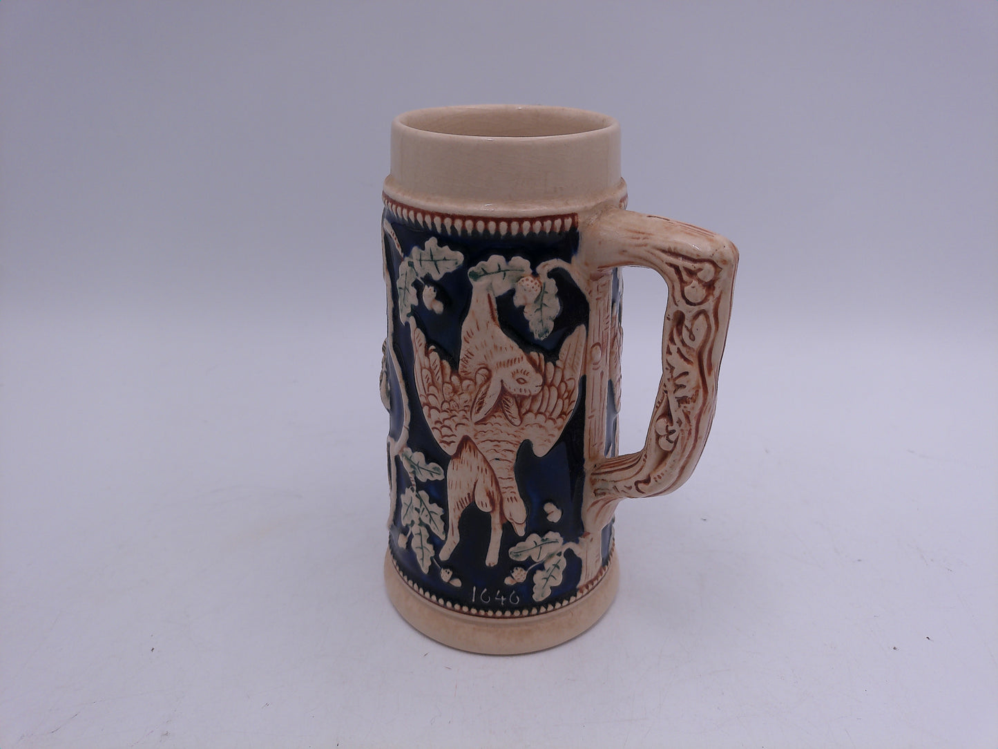 Beer Stein Made In Germany Greek God Cobalt Blue Multi Color Man & Woman