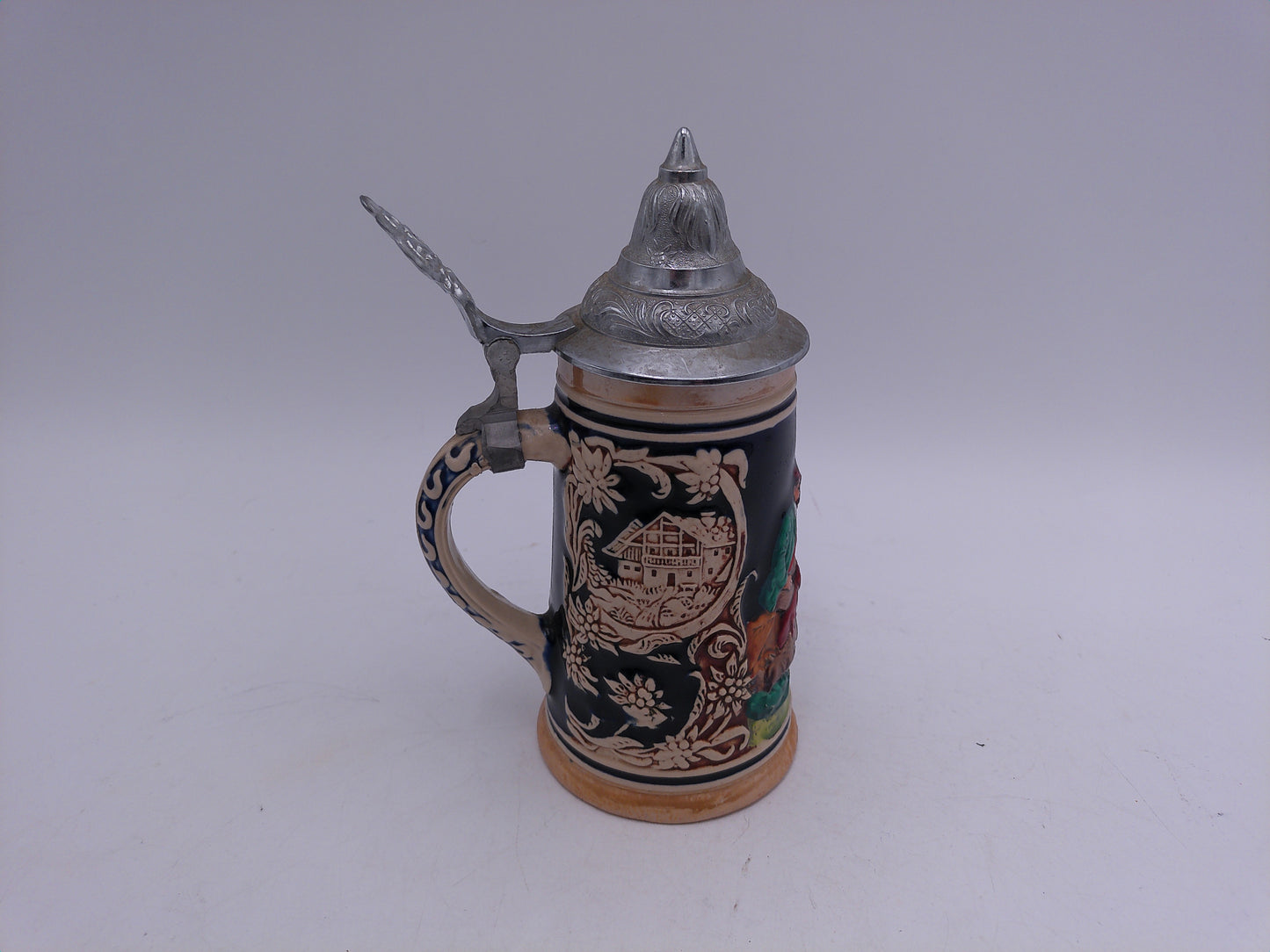 Beer Stein Made In Germany with pewter lid Mark on Bottom 1904