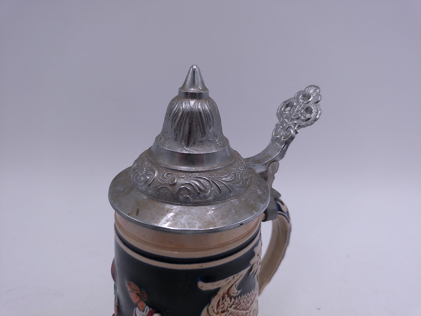Beer Stein Made In Germany with pewter lid Mark on Bottom 1904