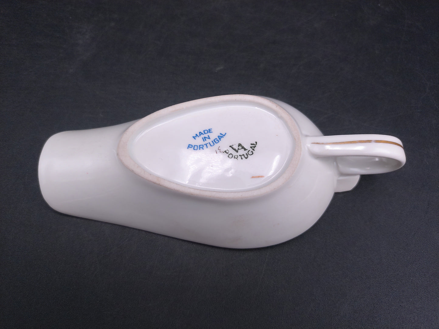 Porcelain Hand Painted Victorian Style Gold Rim Candy Nut Scoop Made in Portugal