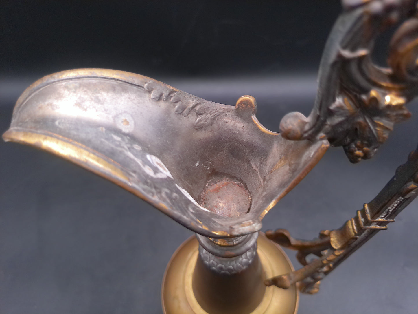 Victorian Art Deco Style Urn Ewer Vase Candleholder Metal Intricate