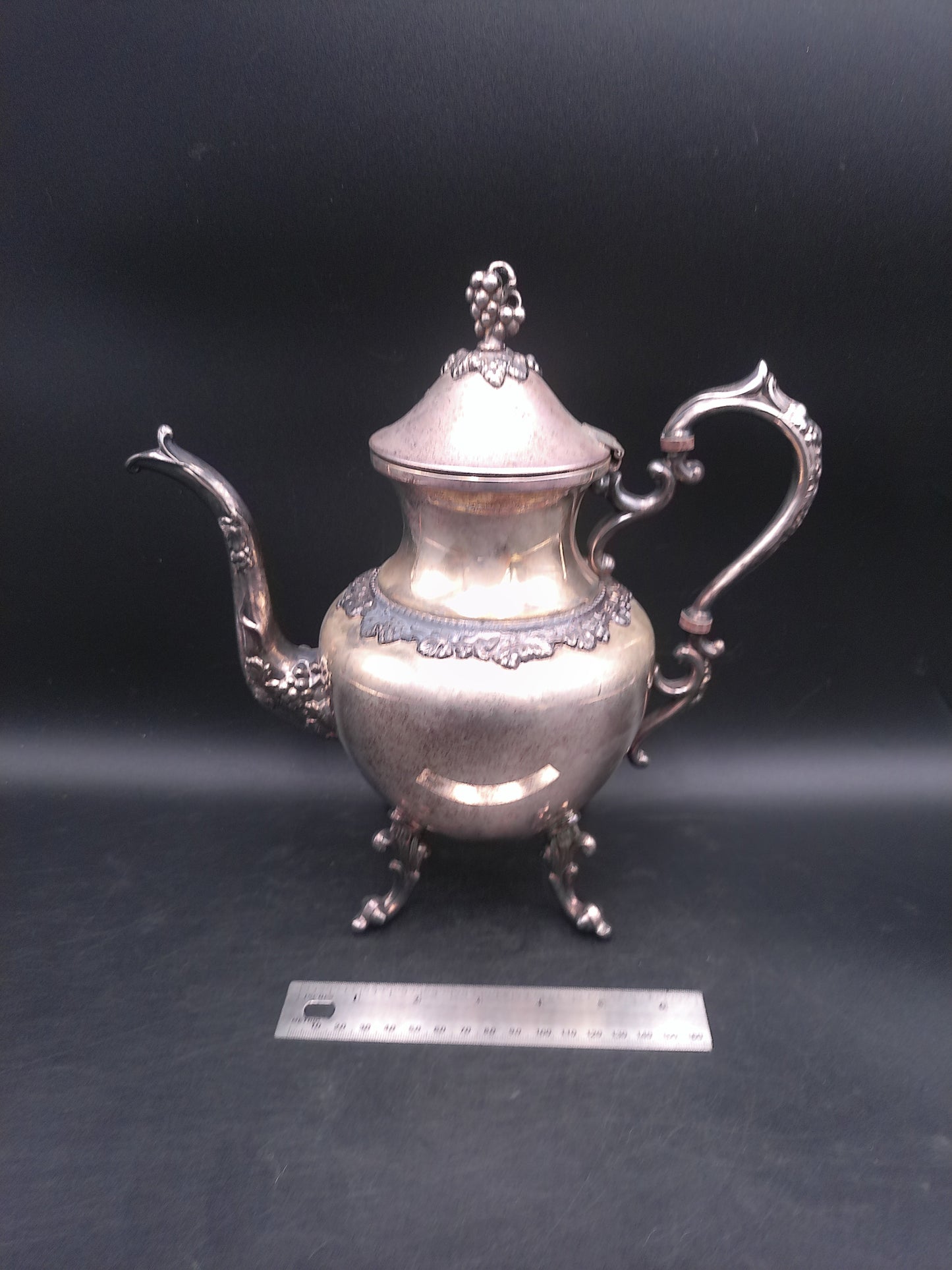 Victorian Style Silver On Copper Coffee Tee Pot Vintage Beautiful Design
