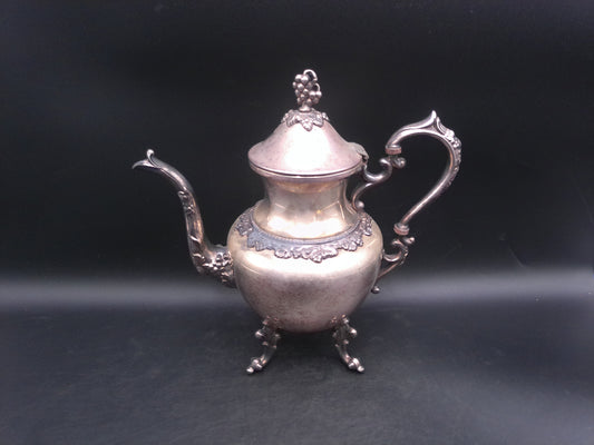 Victorian Style Silver On Copper Coffee Tee Pot Vintage Beautiful Design