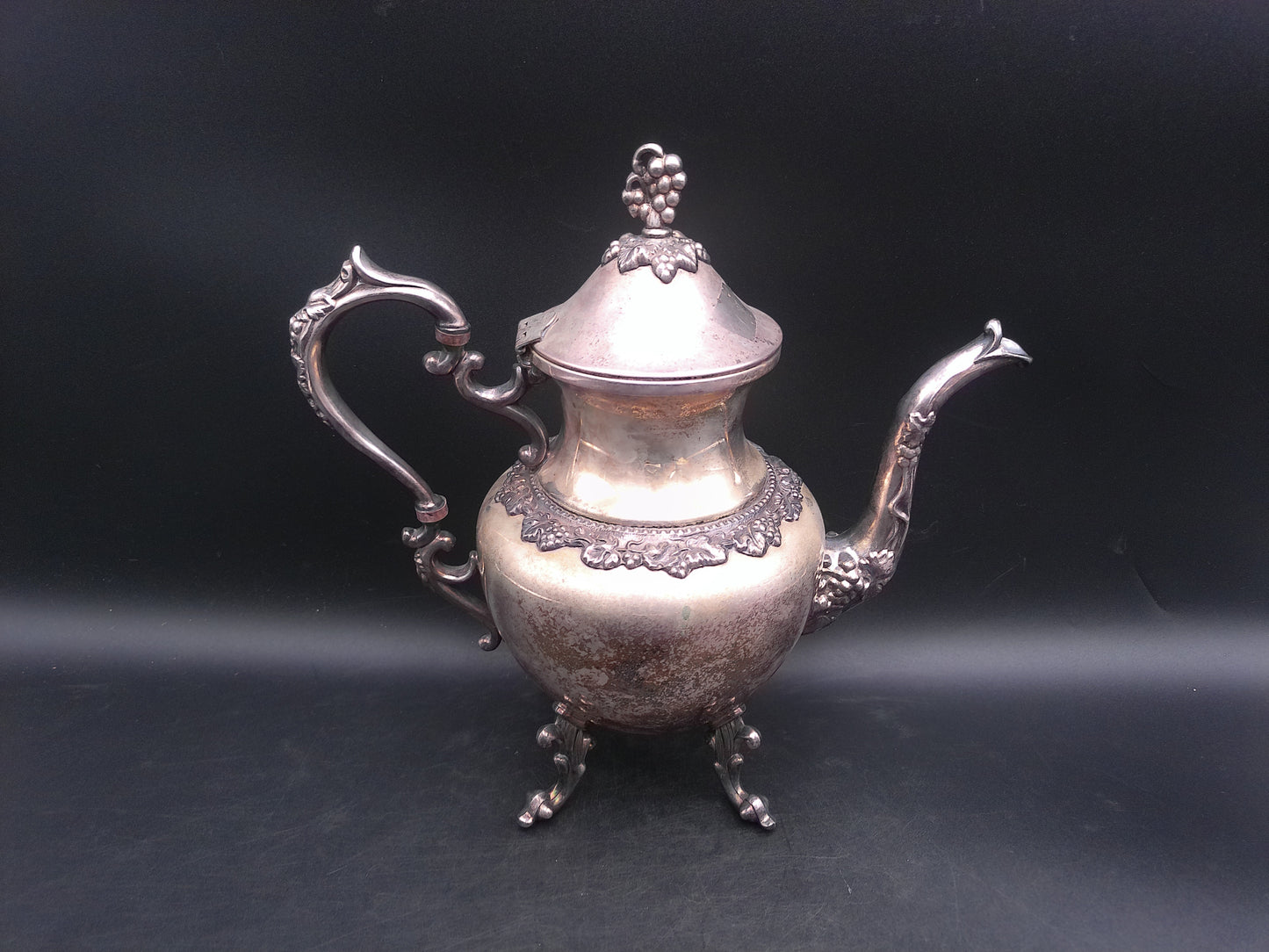Victorian Style Silver On Copper Coffee Tee Pot Vintage Beautiful Design