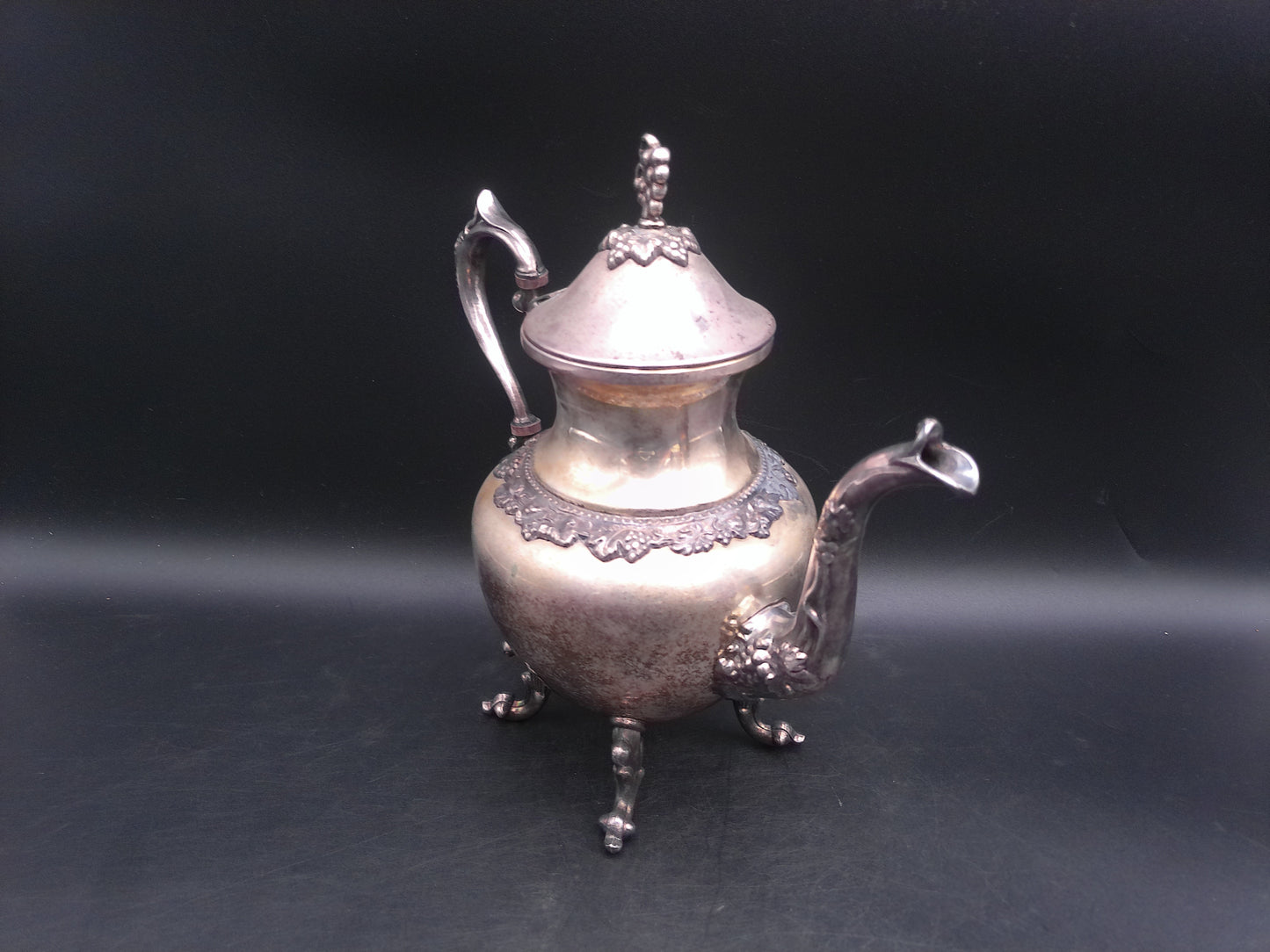 Victorian Style Silver On Copper Coffee Tee Pot Vintage Beautiful Design