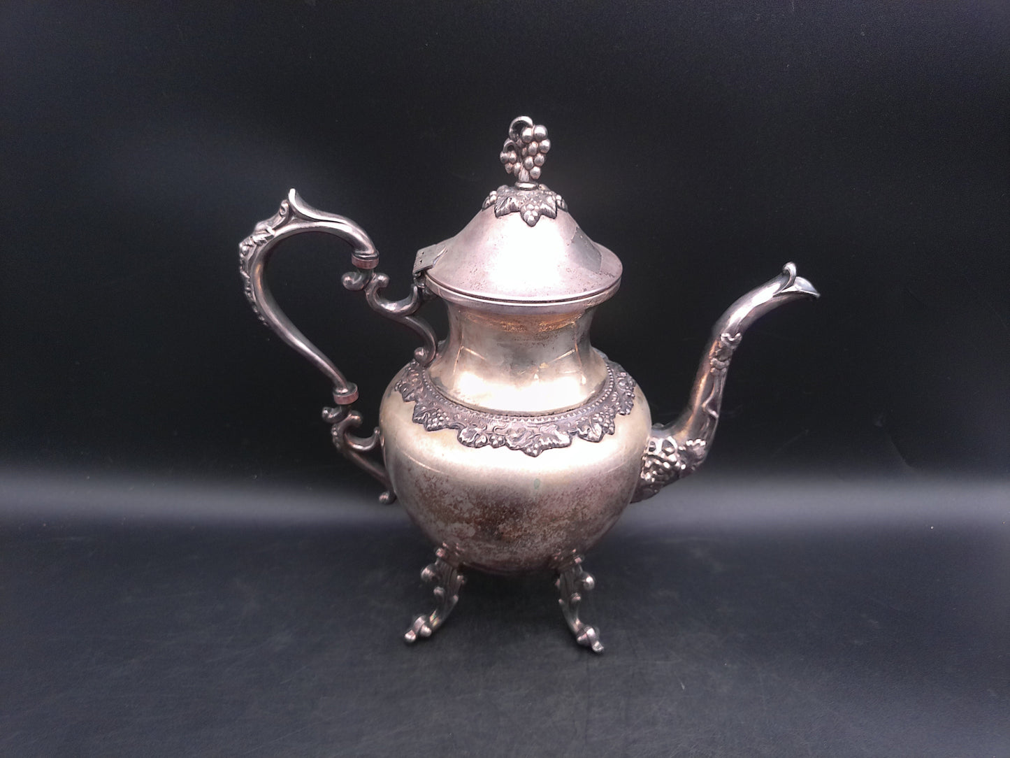 Victorian Style Silver On Copper Coffee Tee Pot Vintage Beautiful Design