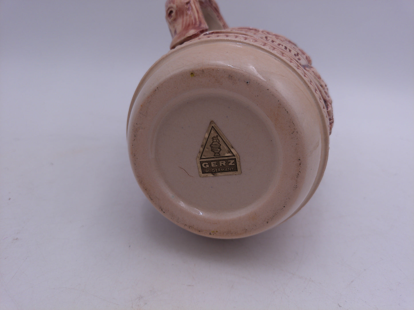 Beer Stein German Made Decorative Vintage Two Men on side of Stein