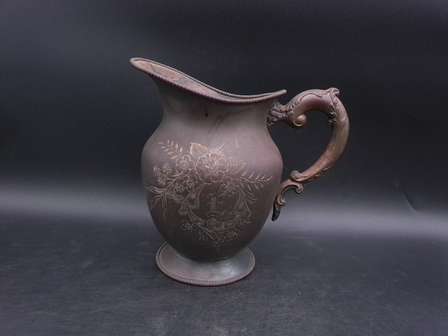 Aurora Silver Plate Water Pitcher Marked 147 B.C. 1869 Estsblished Warranted