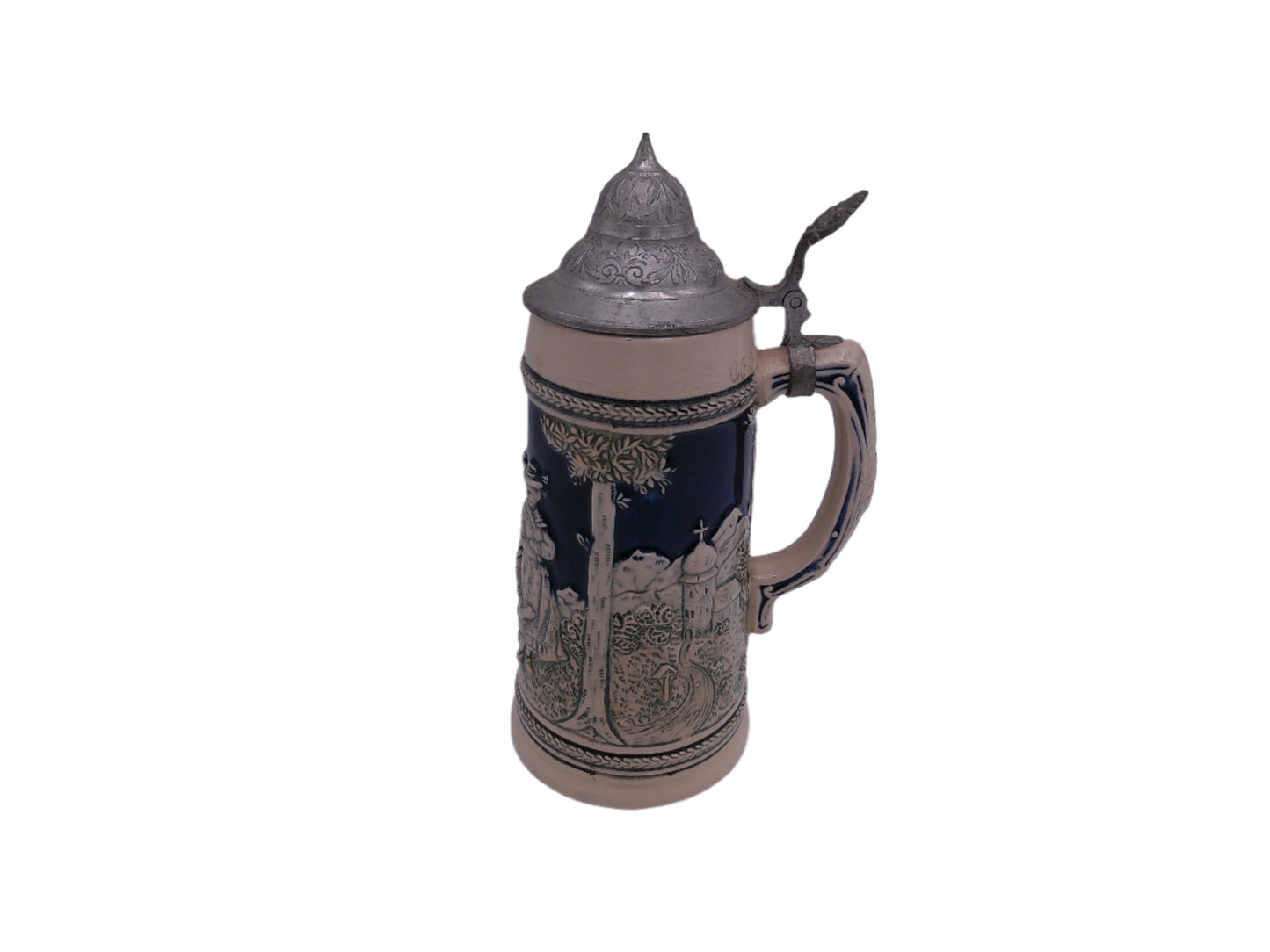 Beer Stein German Made Pewter Top no. 8033 Vintage