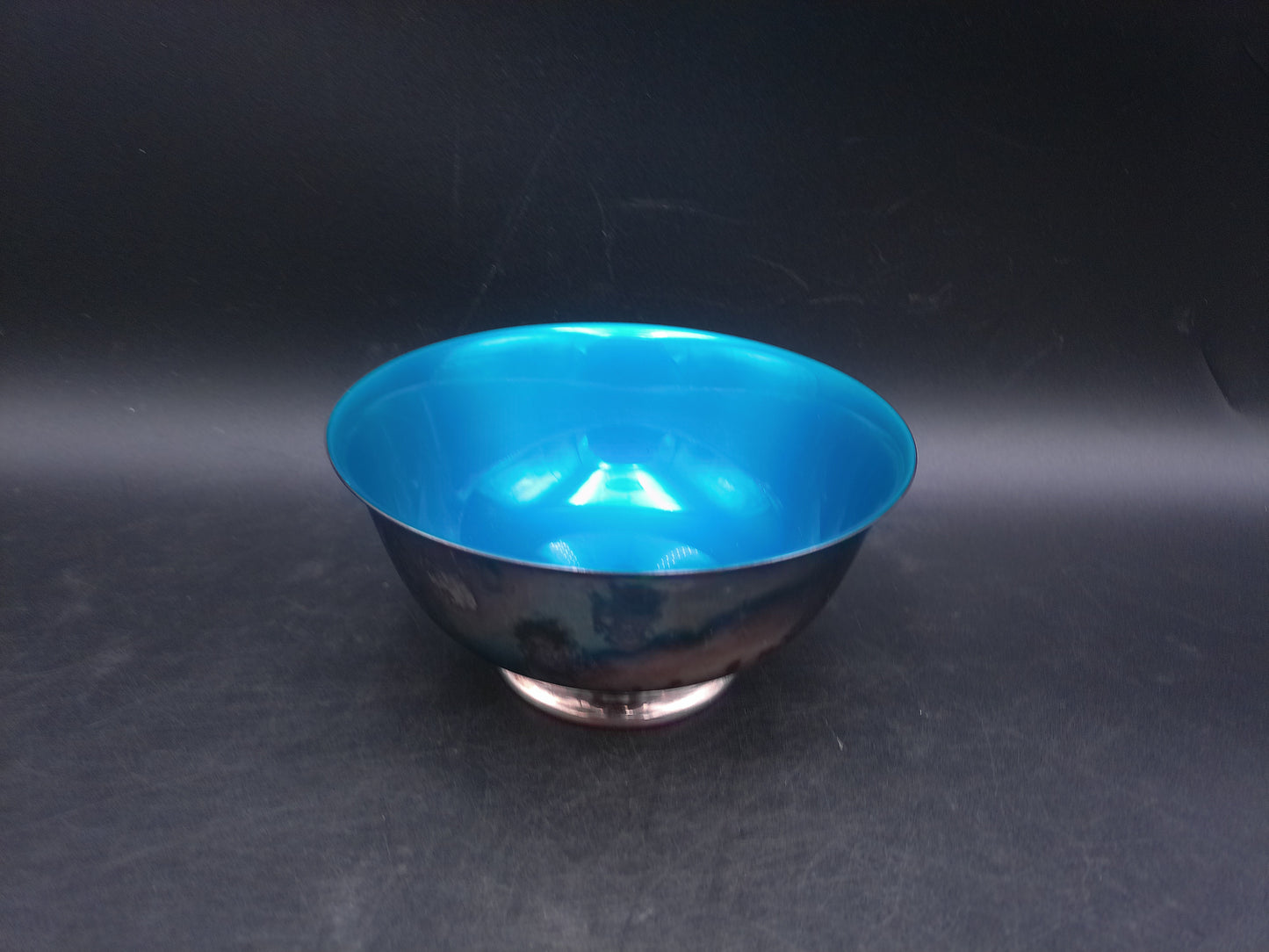 Reed & Barton Silver Plate and Blue Enamel Pedestal Bowl Vintage