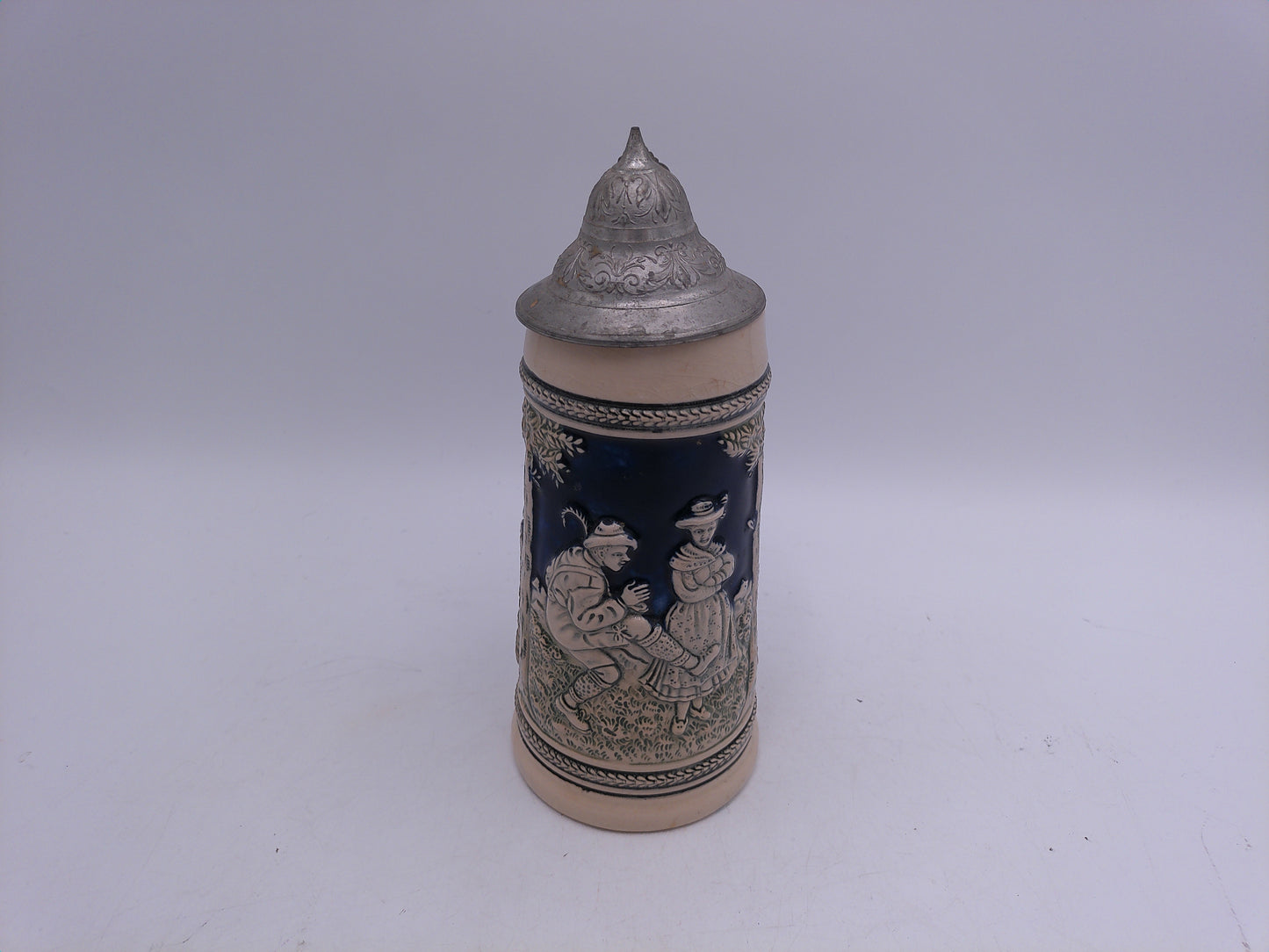 Beer Stein German Made Pewter Top no. 8033 Vintage
