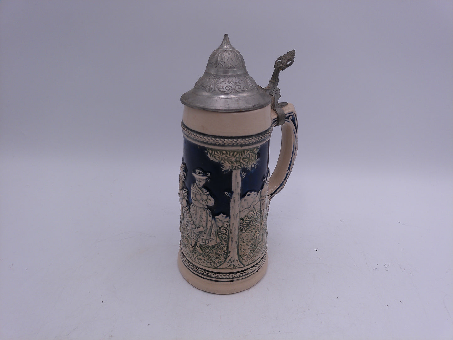 Beer Stein German Made Pewter Top no. 8033 Vintage