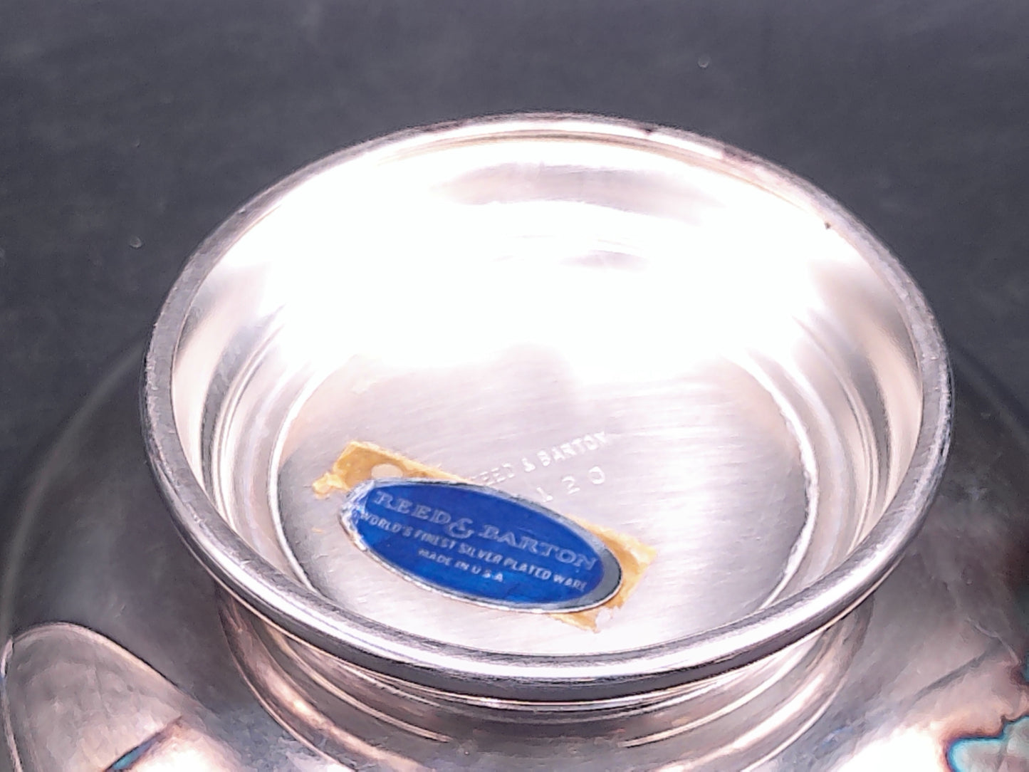 Reed & Barton Silver Plate and Blue Enamel Pedestal Bowl Vintage