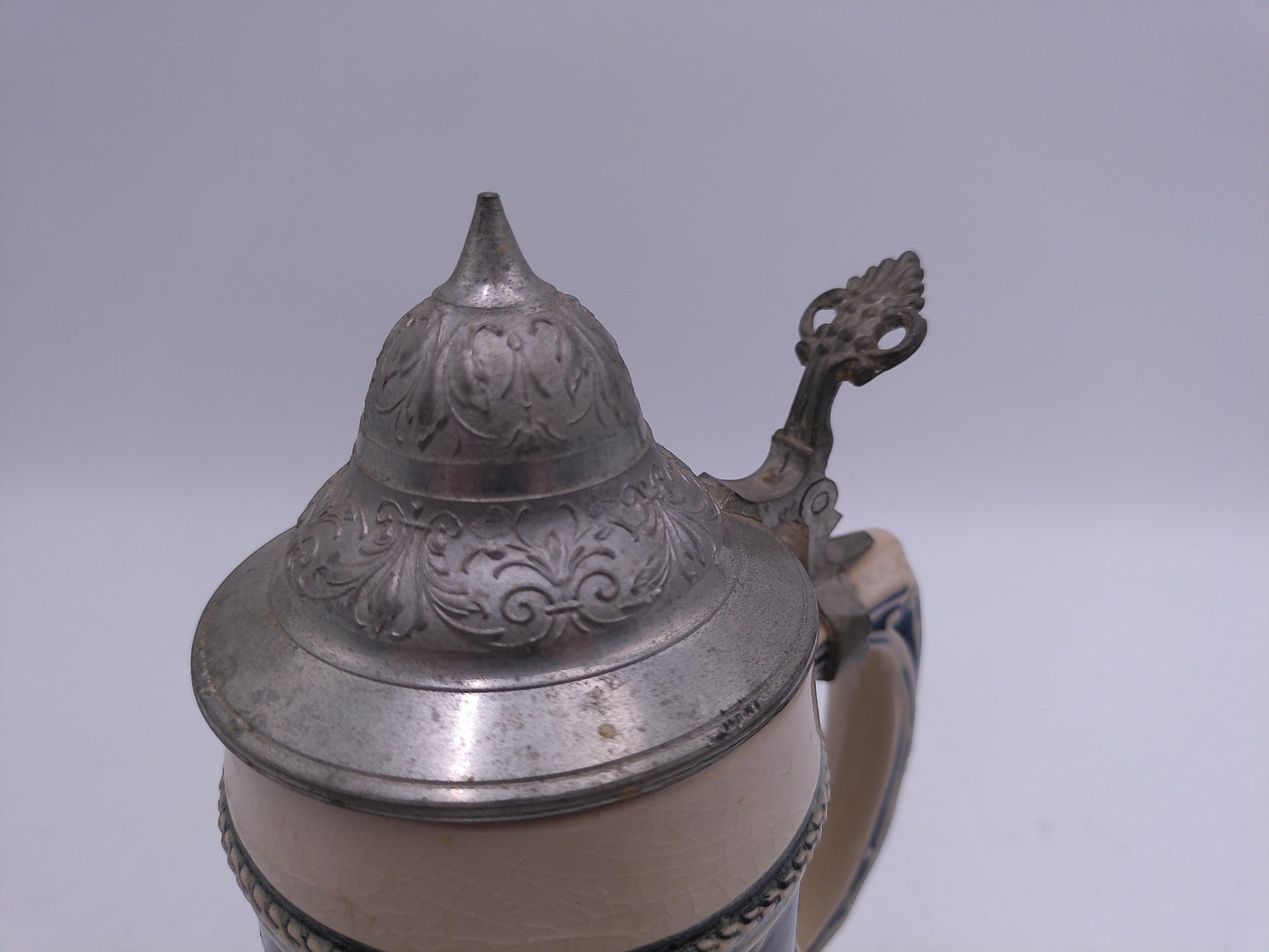 Beer Stein German Made Pewter Top no. 8033 Vintage