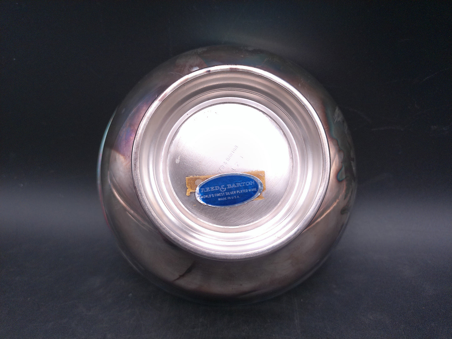 Reed & Barton Silver Plate and Blue Enamel Pedestal Bowl Vintage