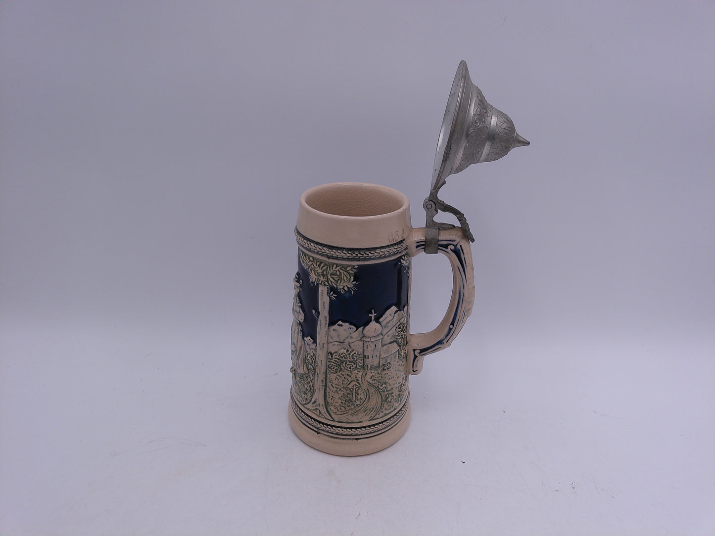 Beer Stein German Made Pewter Top no. 8033 Vintage
