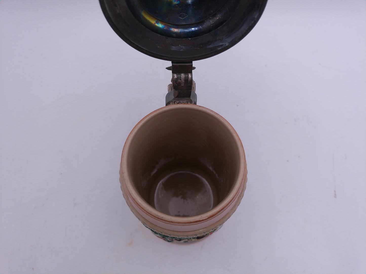 Beer Stein German Made with Pewter Lid Vintage Colorful