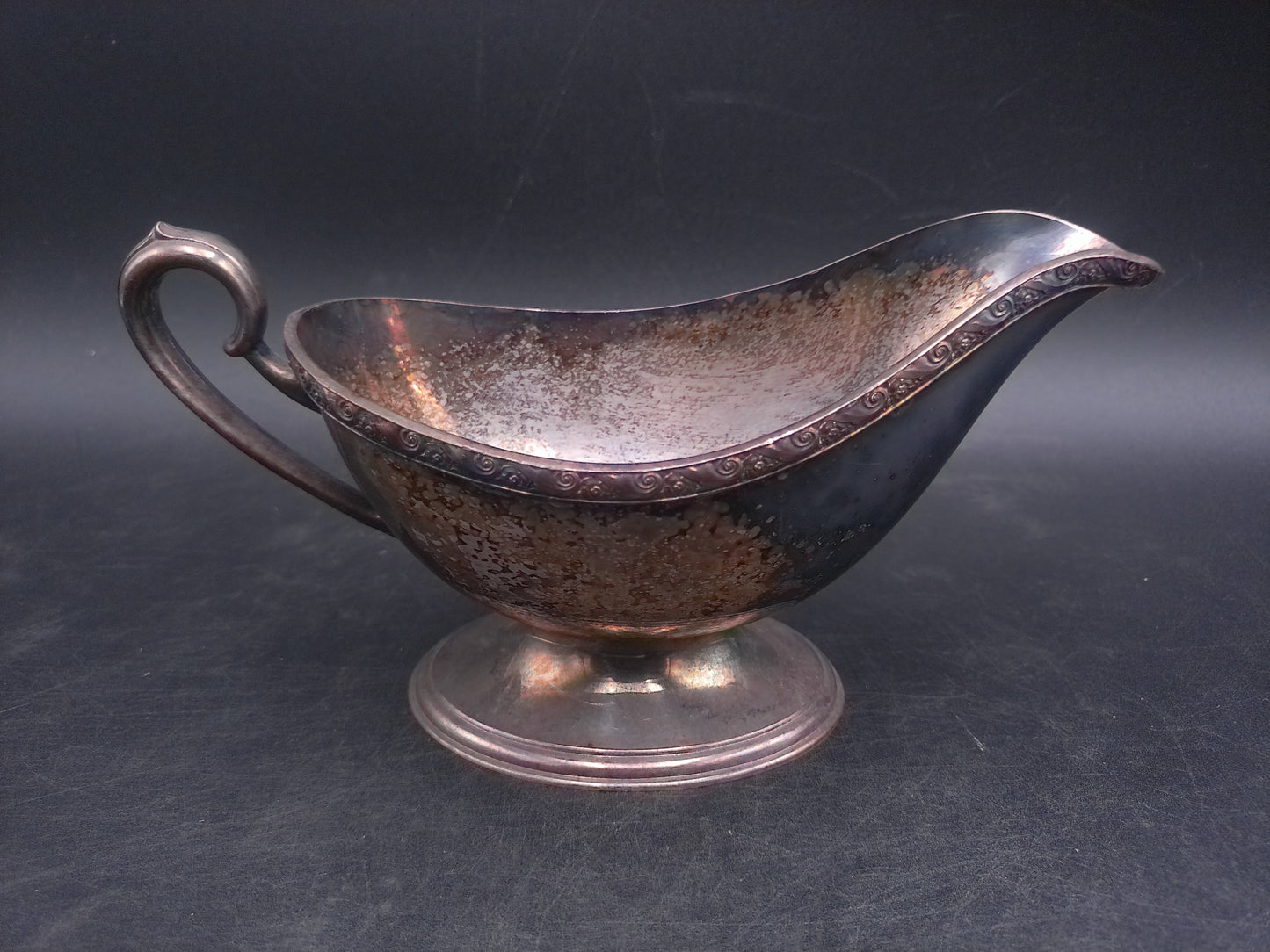 Silver Plated Gravy Boat Saucer Vintage