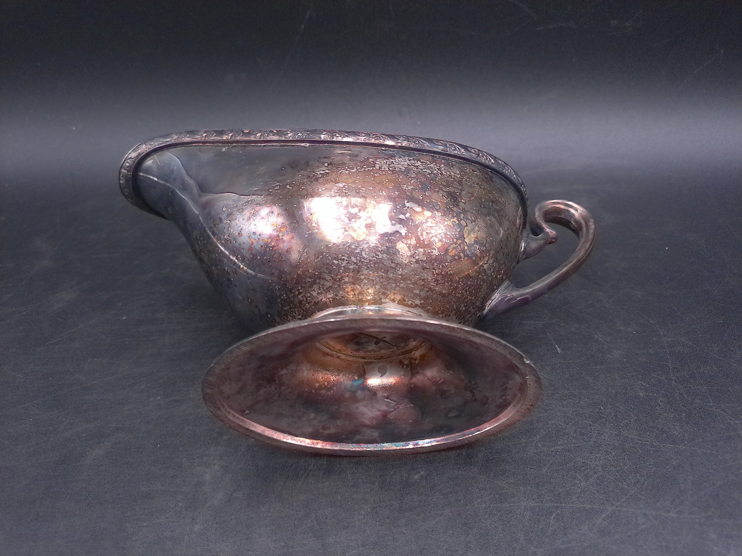 Silver Plated Gravy Boat Saucer Vintage