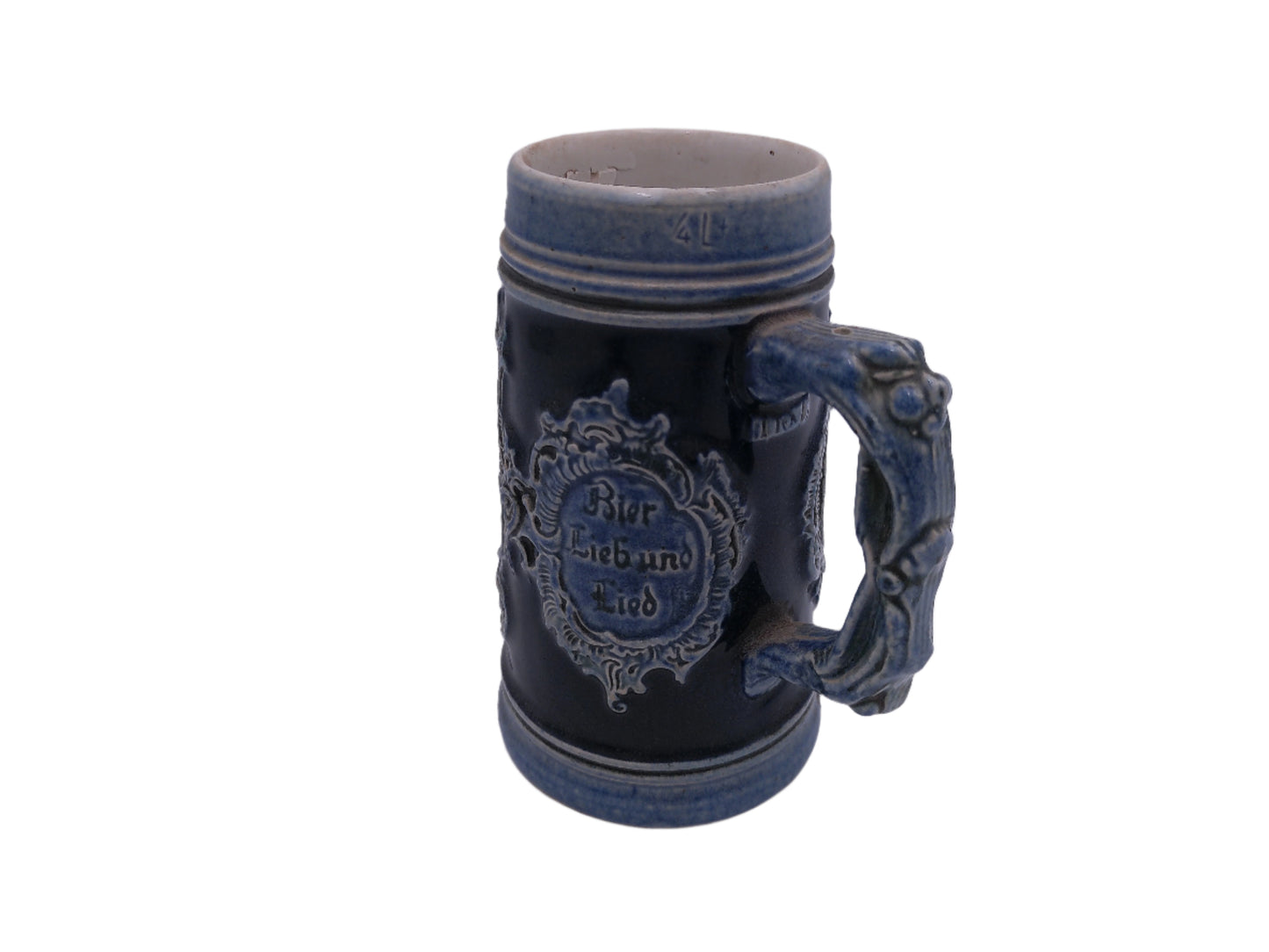 Beer Stein Vintage Made in Germany Blue color old chip on rim