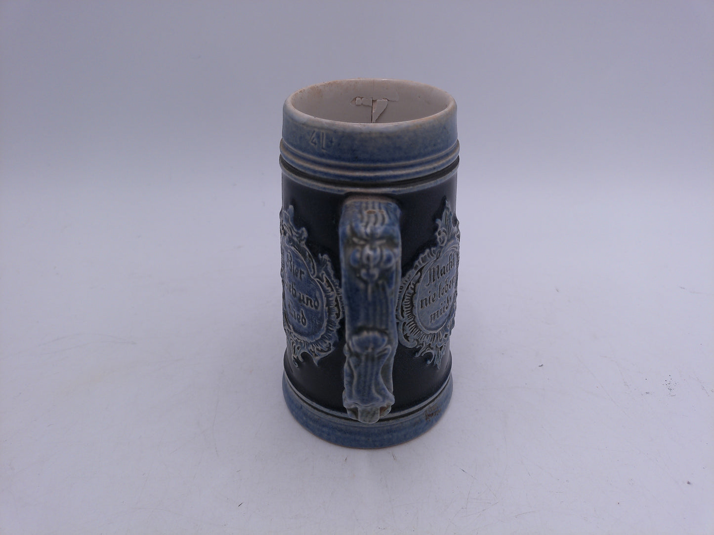 Beer Stein Vintage Made in Germany Blue color old chip on rim