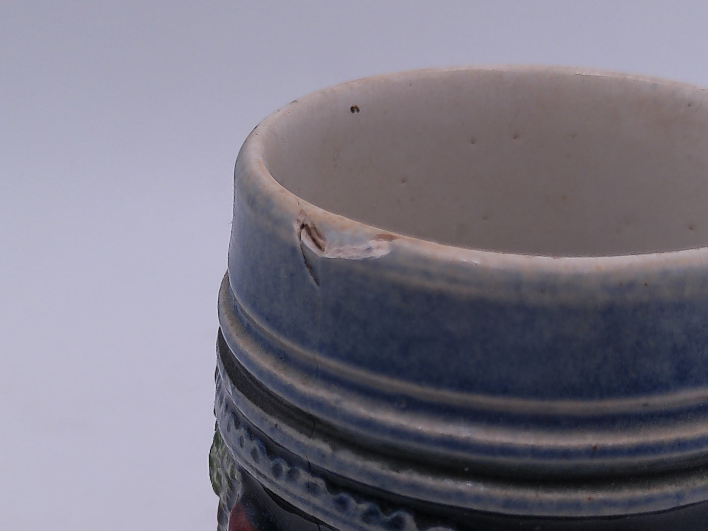 Beer Stein Vintage Made in Germany Blue color old chip on rim