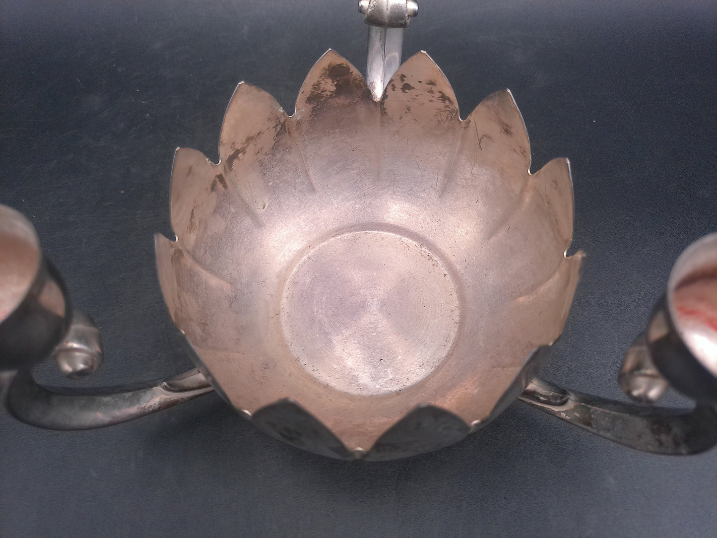 Lenard Silver Plate Centerpiece - Set of 2 Lotus Flower Bowls - 3 Candlestick Holders