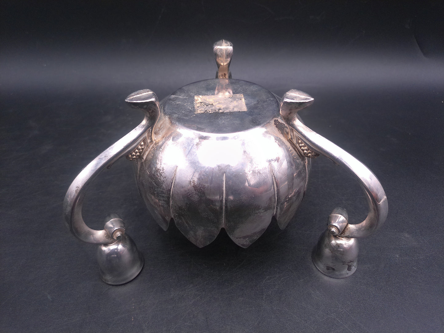 Lenard Silver Plate Centerpiece - Set of 2 Lotus Flower Bowls - 3 Candlestick Holders