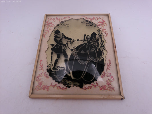 Glass Convex Silhouette Framed Picture Couple Dancing  B25