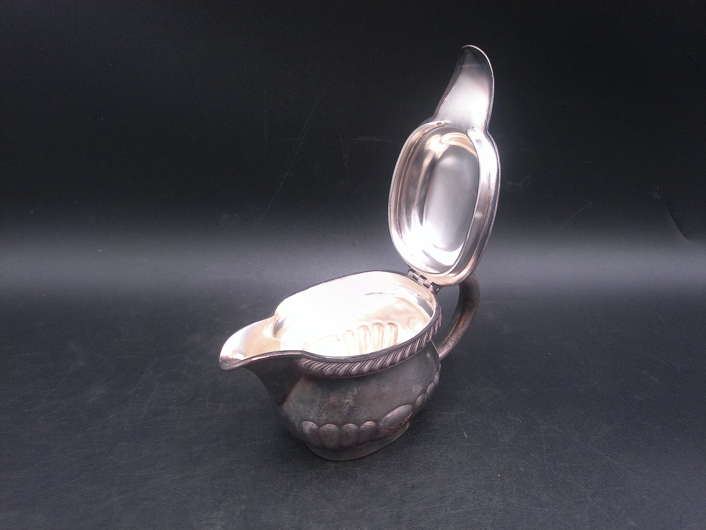 USN United States Navy Gorham Silver plated Soldered Lidded Creamer Marked 015338 92