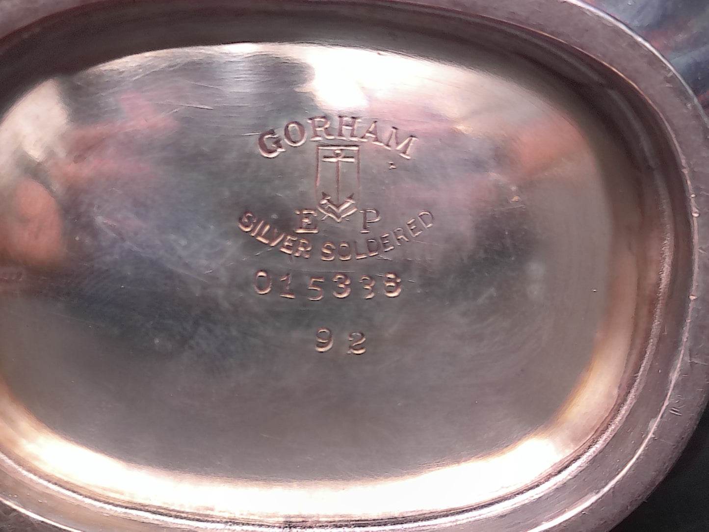 USN United States Navy Gorham Silver plated Soldered Lidded Creamer Marked 015338 92