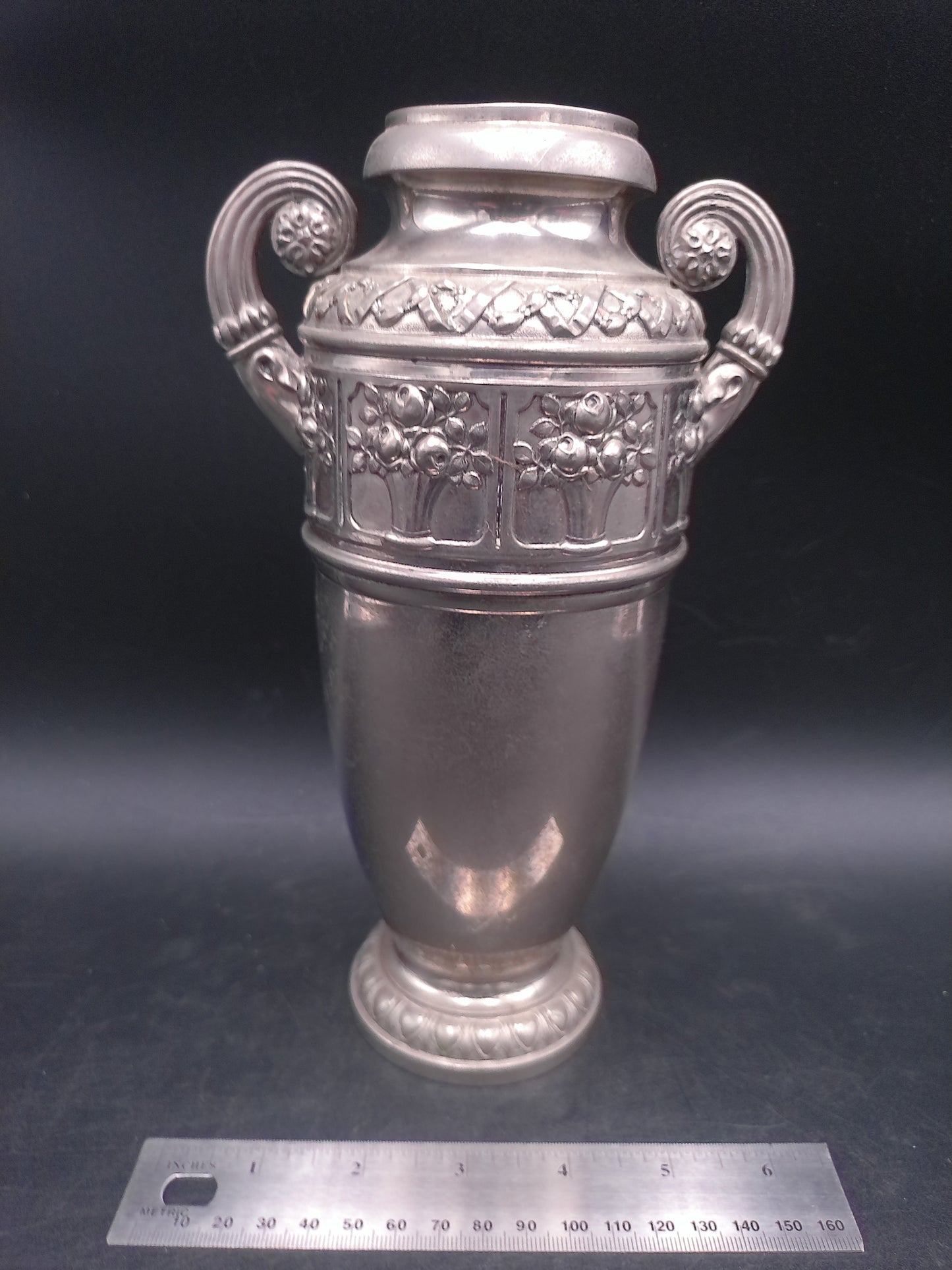 Amphora Vase Urn Made in Austria Quad Silver Plated Dual Handles