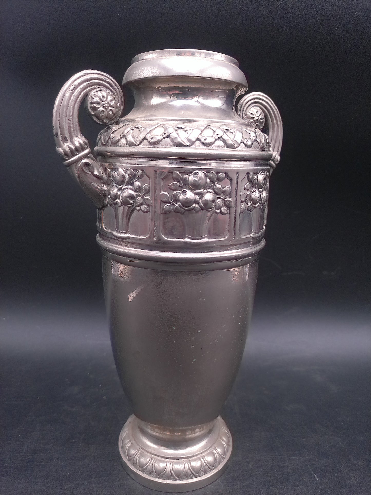 Amphora Vase Urn Made in Austria Quad Silver Plated Dual Handles