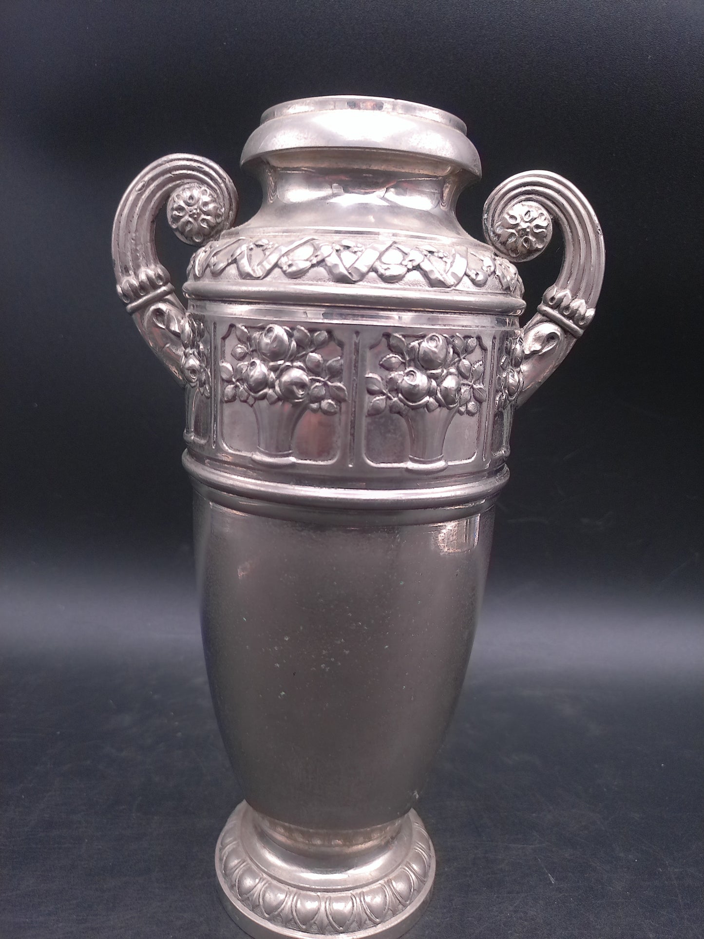 Amphora Vase Urn Made in Austria Quad Silver Plated Dual Handles