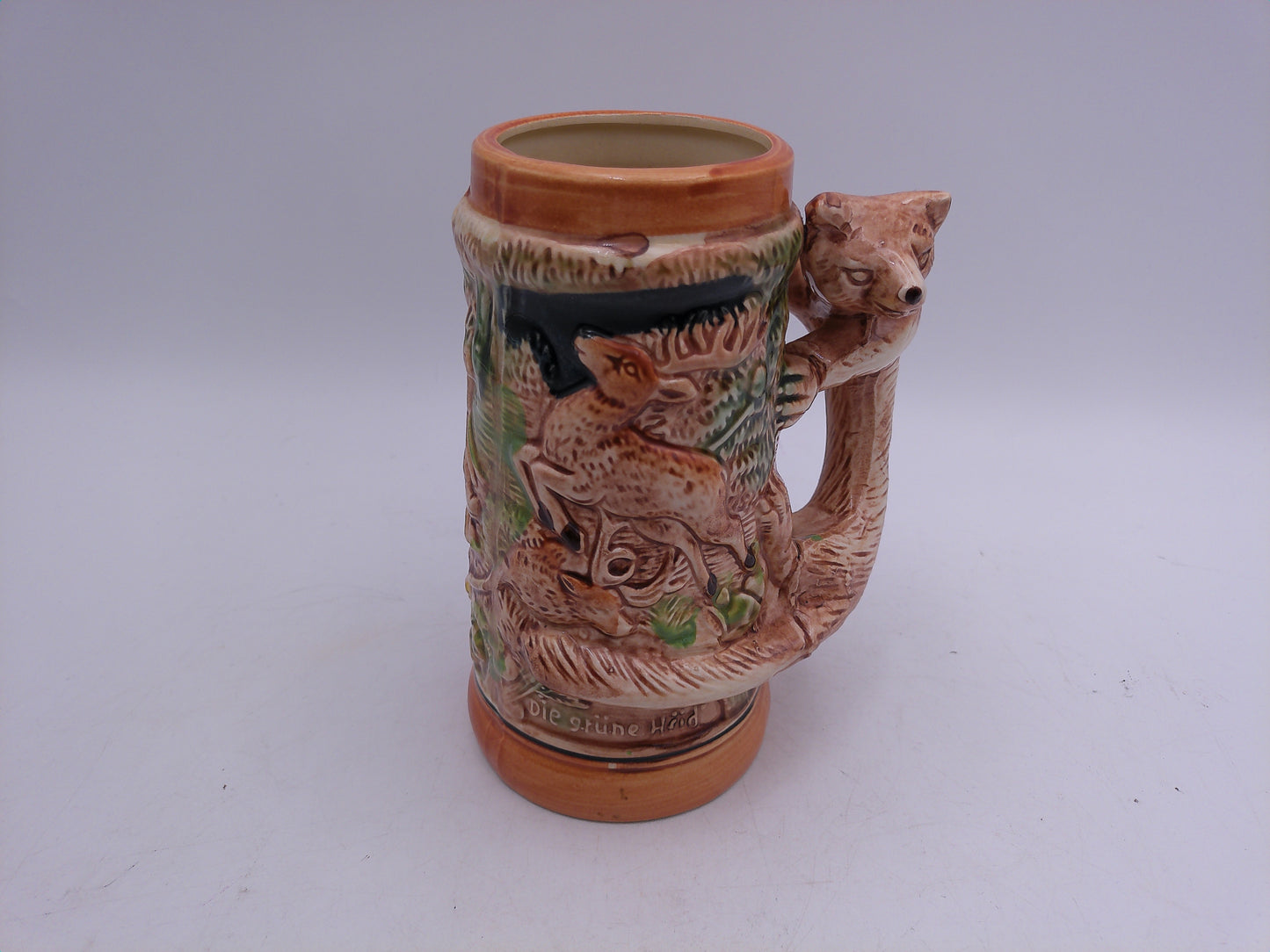 Beer Stein "Des Jagers Freud" Fox Handle with deer of the Mug