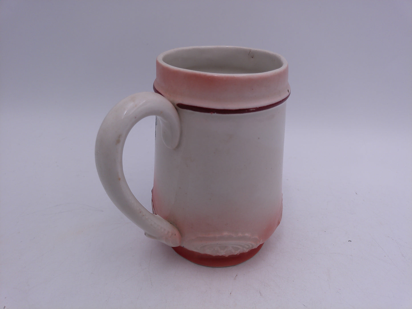 Beer Stein Old German Pilsen Mug On bottom Man Holding Beer and Pipe
