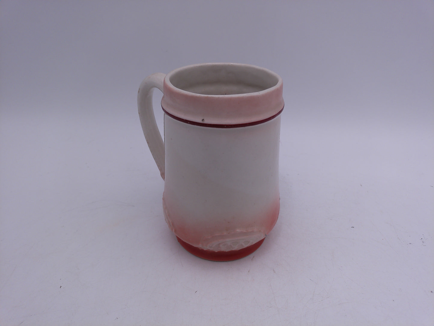 Beer Stein Old German Pilsen Mug On bottom Man Holding Beer and Pipe