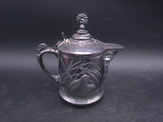 Rogers Smith Quadruple  Silver Plated Ornate Quail Nature Design Coffee Teapot