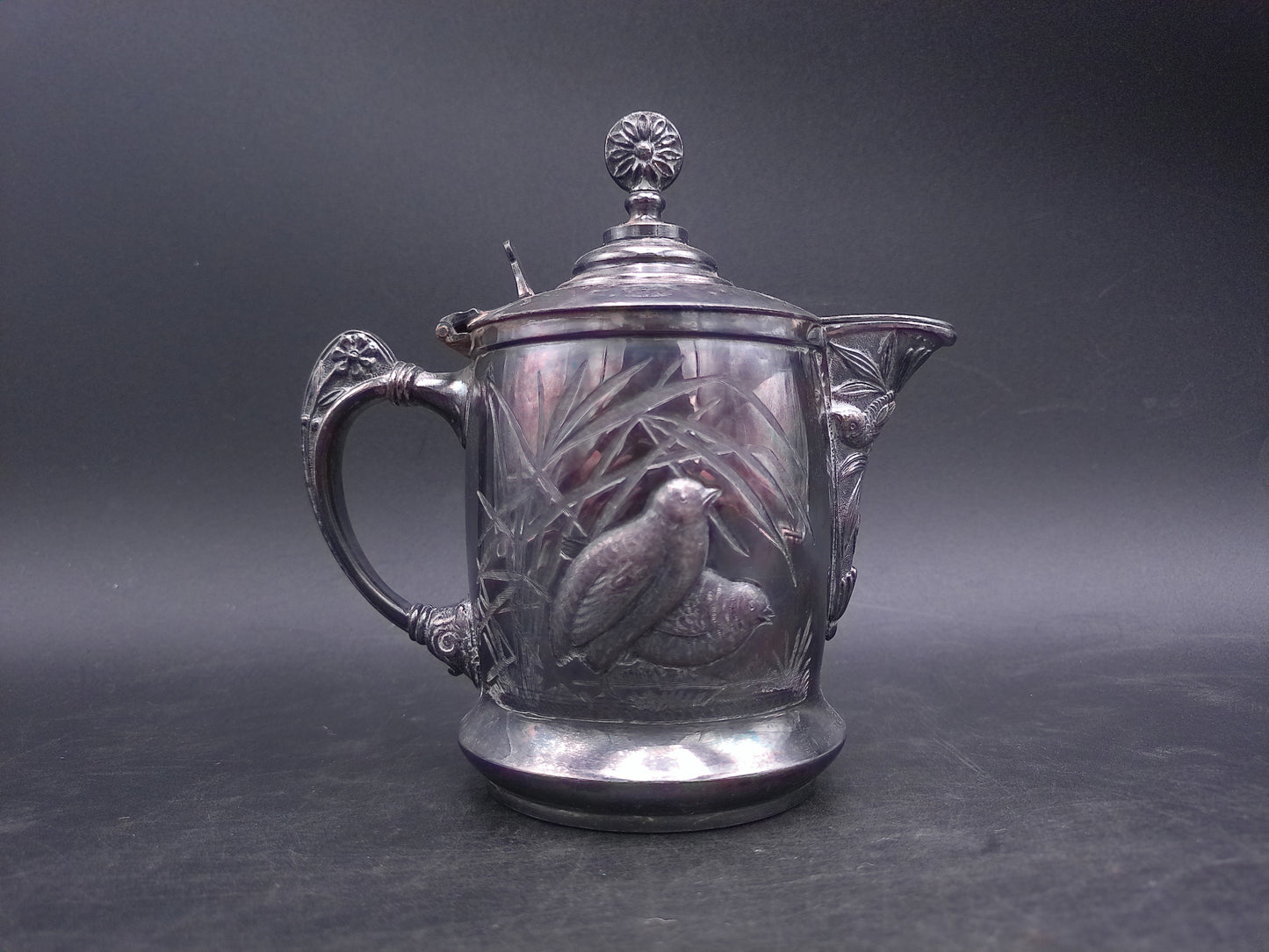 Rogers Smith Quadruple Silver Plated Ornate Quail Nature Design Coffee Teapot