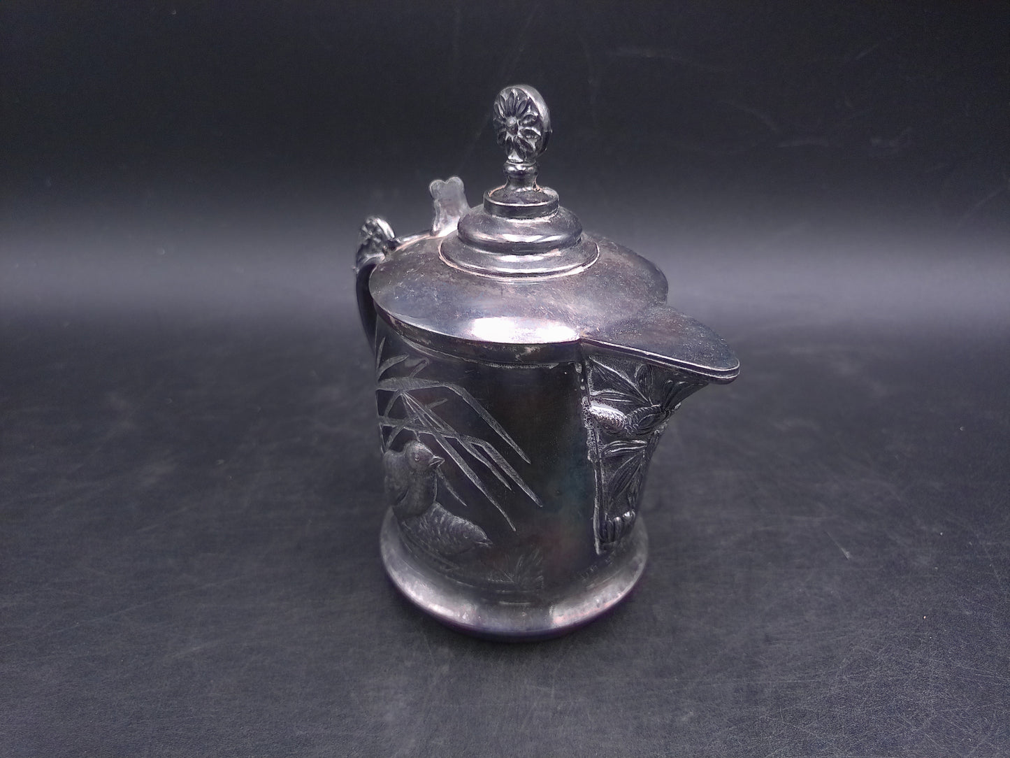 Rogers Smith Quadruple  Silver Plated Ornate Quail Nature Design Coffee Teapot