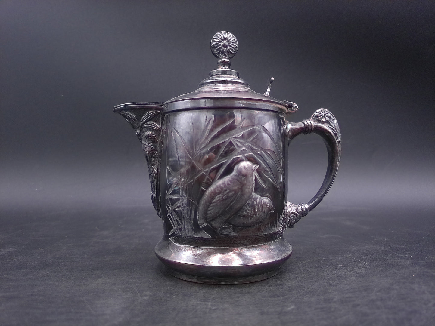 Rogers Smith Quadruple Silver Plated Ornate Quail Nature Design Coffee Teapot
