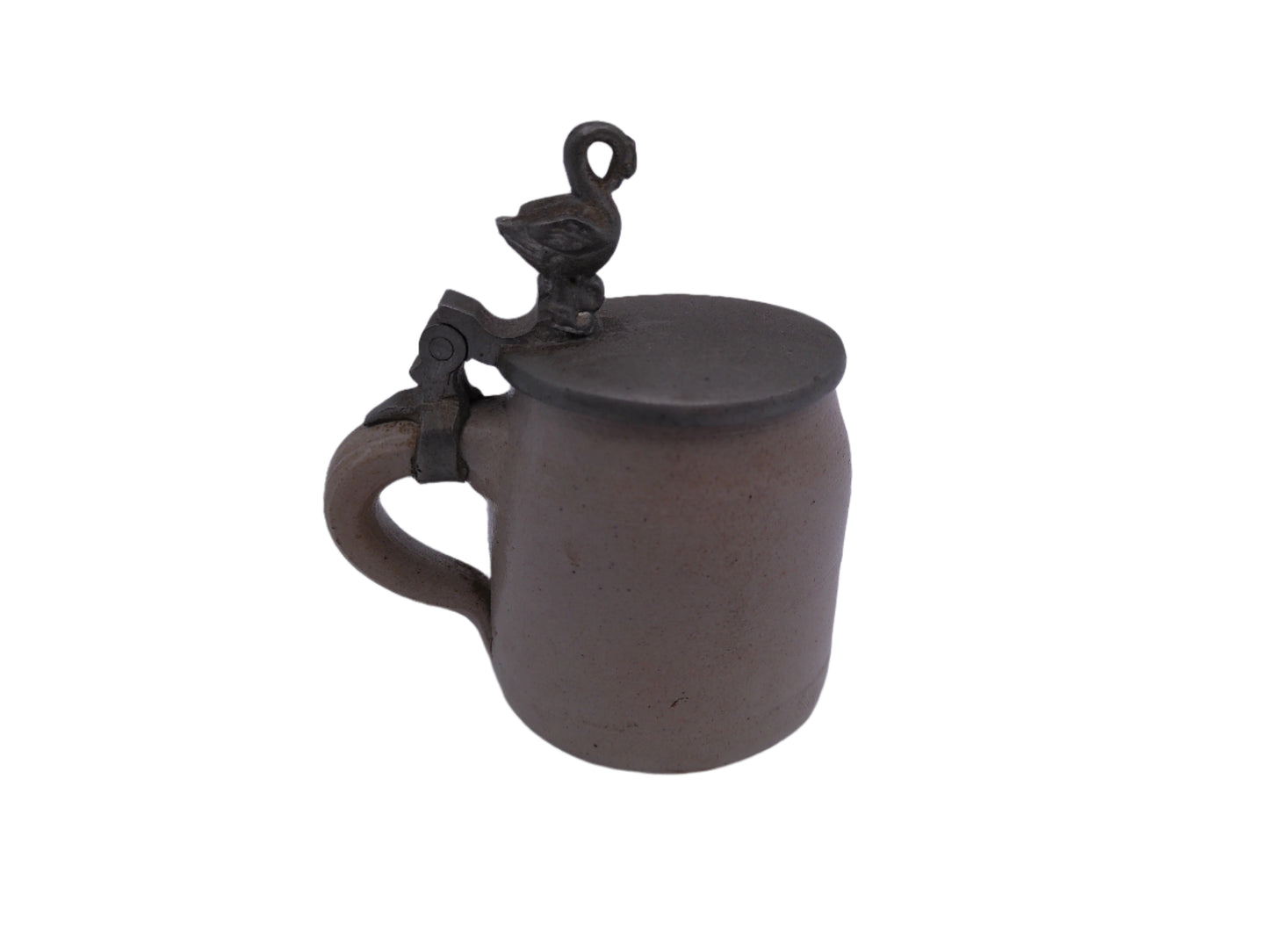 Beer Stein small Vintage With Swan on Hinge Brown Color