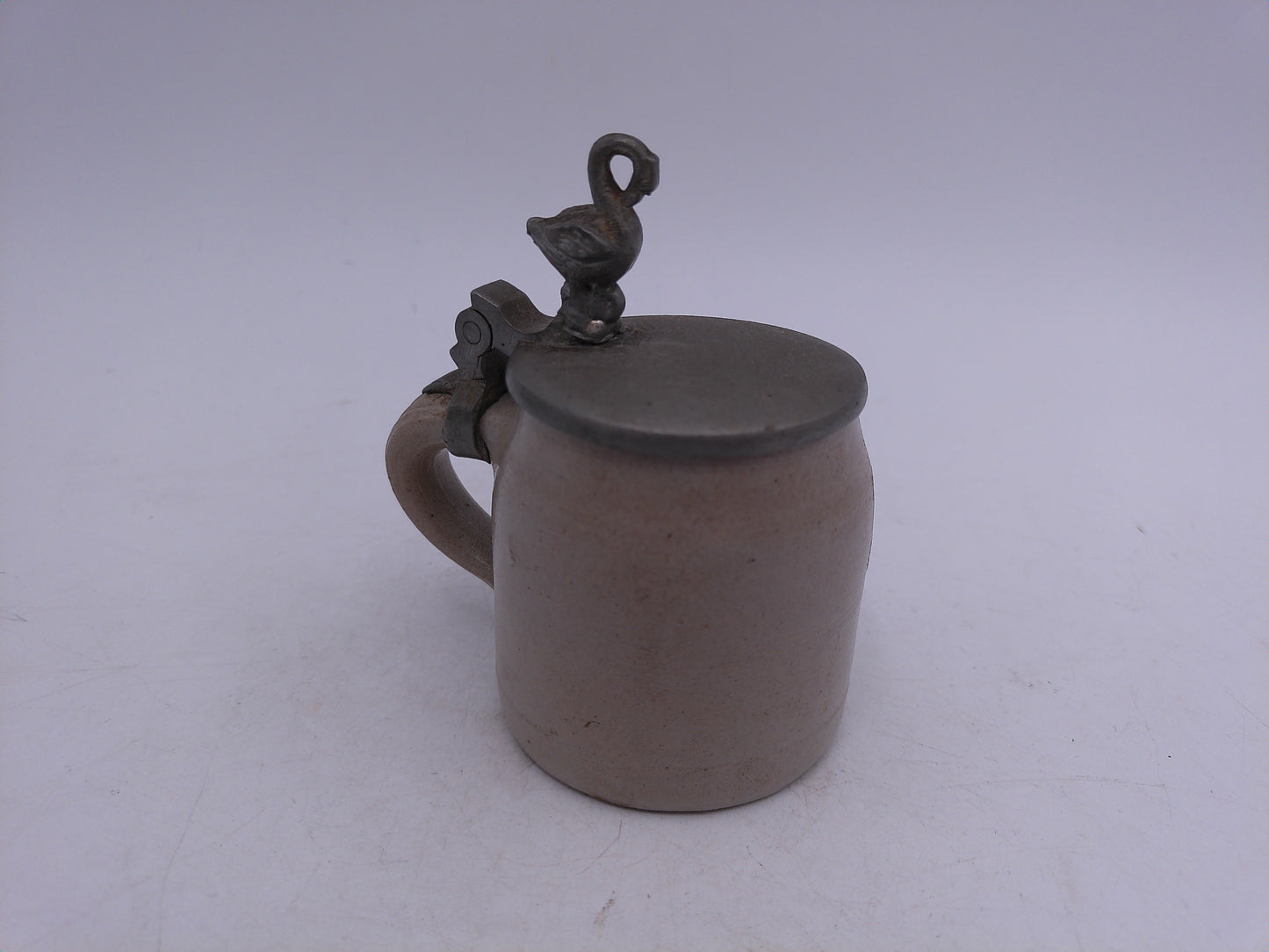 Beer Stein small Vintage With Swan on Hinge Brown Color