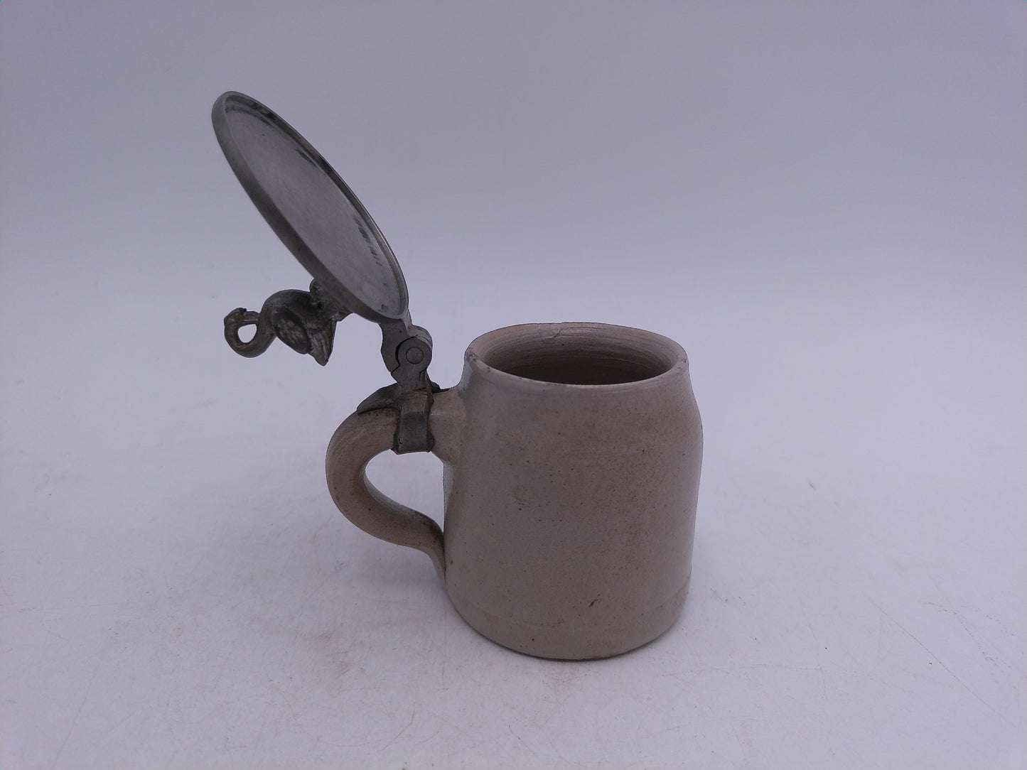 Beer Stein small Vintage With Swan on Hinge Brown Color