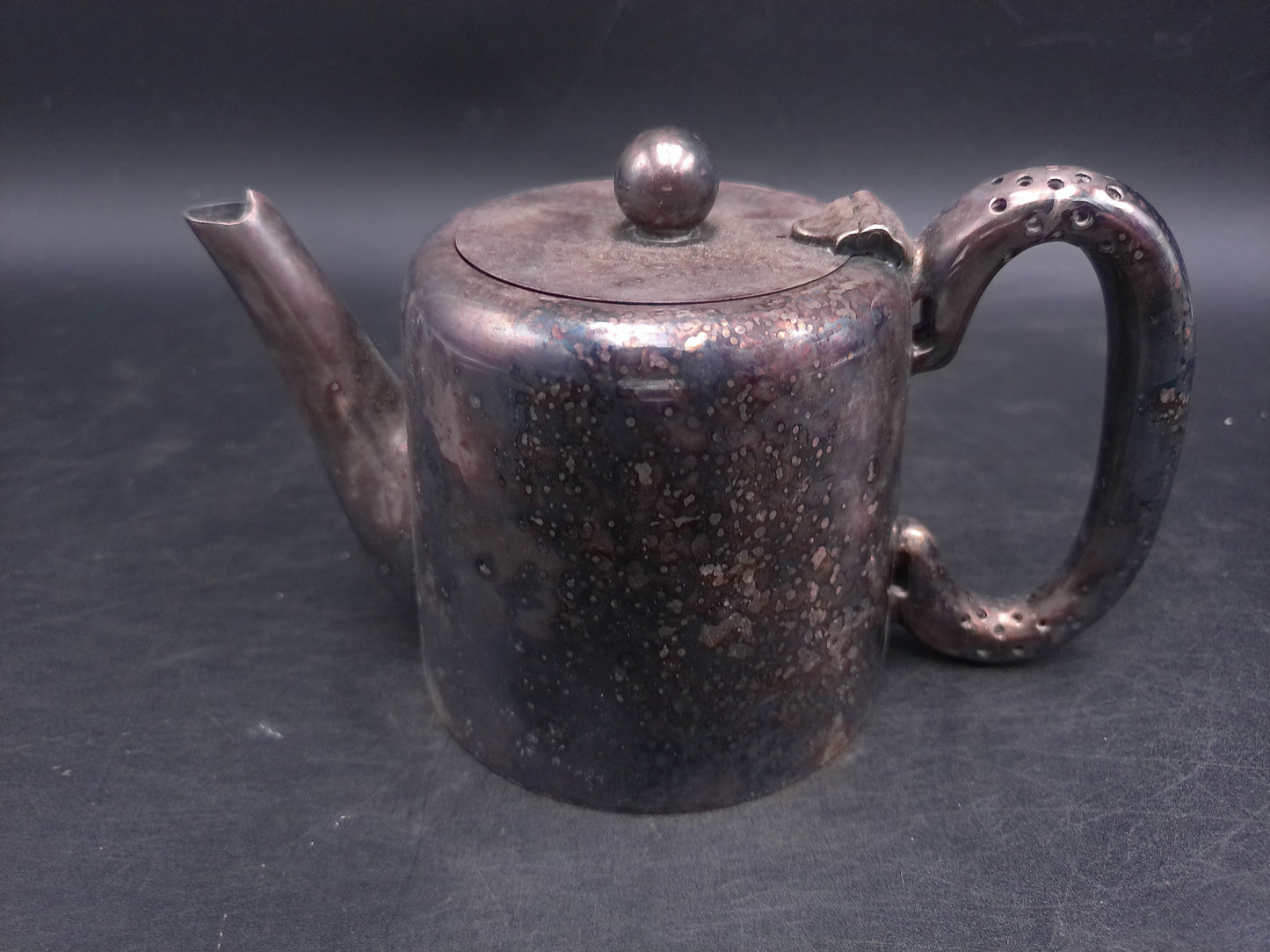 Teapot Coffee Silver Pot with Plate Marked SMPC Sidney 200 Antique H.H. on side